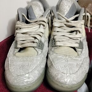 White and Gray Patterned Sneakers